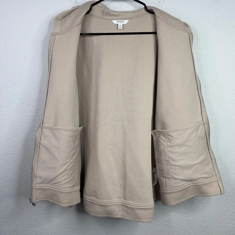 Banana Republic Scuba Hoodie Men XL Tan Cotton Zip Athleisure Minimalist Workout